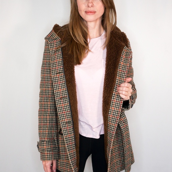 PRADA Houndstooth Wool Belted Winter Coat - Picture 6 of 8